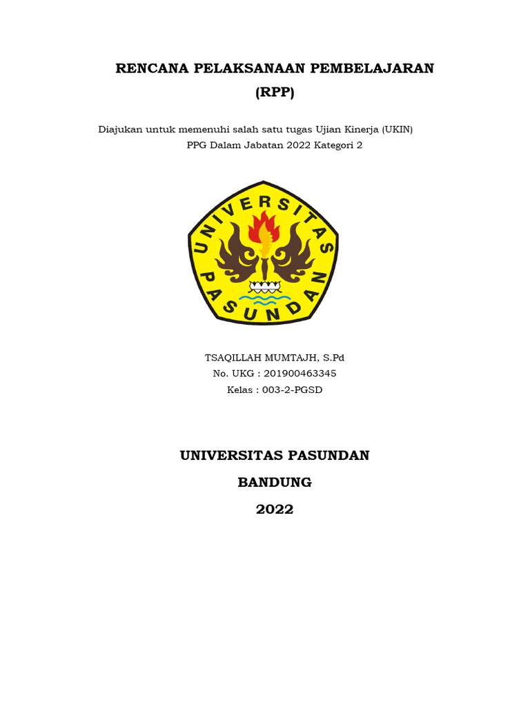 Contoh RPP UKIN PPG 2024 SD | PDF