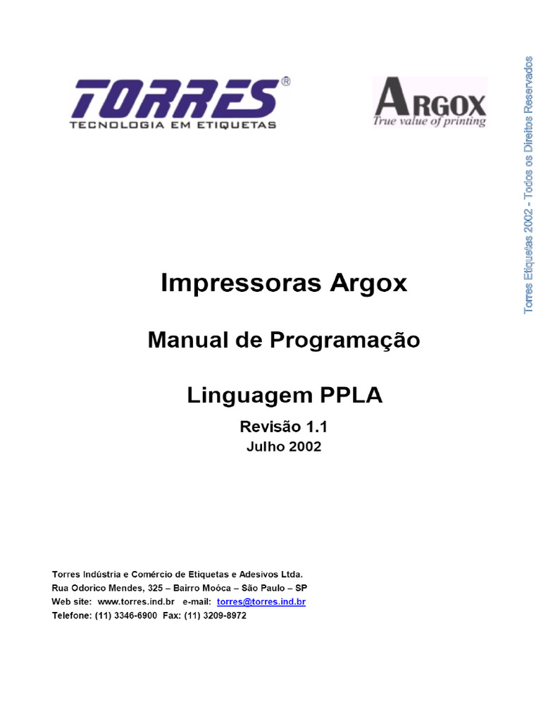 Argox Manual de Programação Linguagem PPLA | PDF