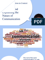 Exploring and Explaining The Nature of Communication: Oral Communication in Context Lesson 1