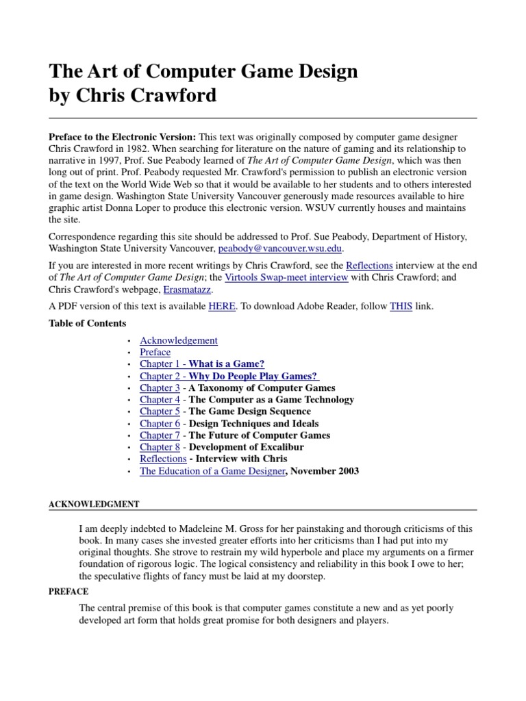 Art of Computer Game Design | PDF