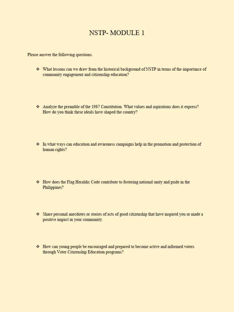 NSTP Module 1: Community Engagement Insights | PDF | Social Science