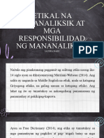 Etikal Na Pananaliksik at Mga Responsibilidad NG Mananaliksik