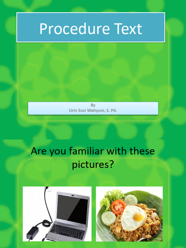 Procedure Text | PDF | Menu (Computing) | Linguistics