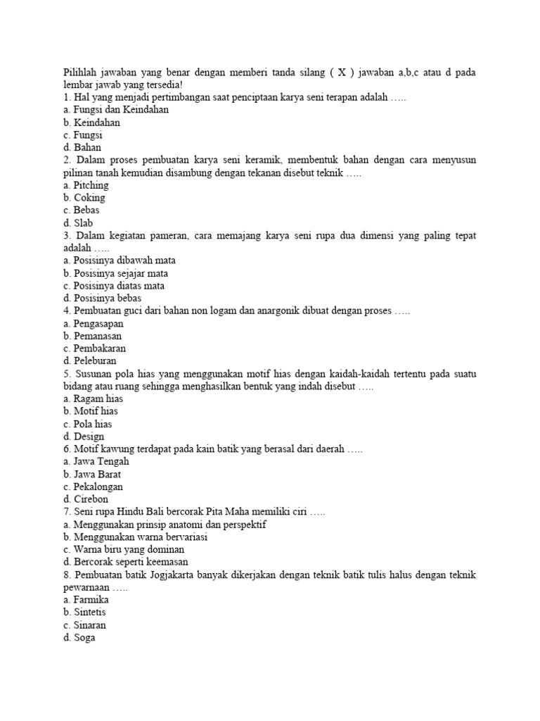 Soal Sbk Kelas 9 Pdf