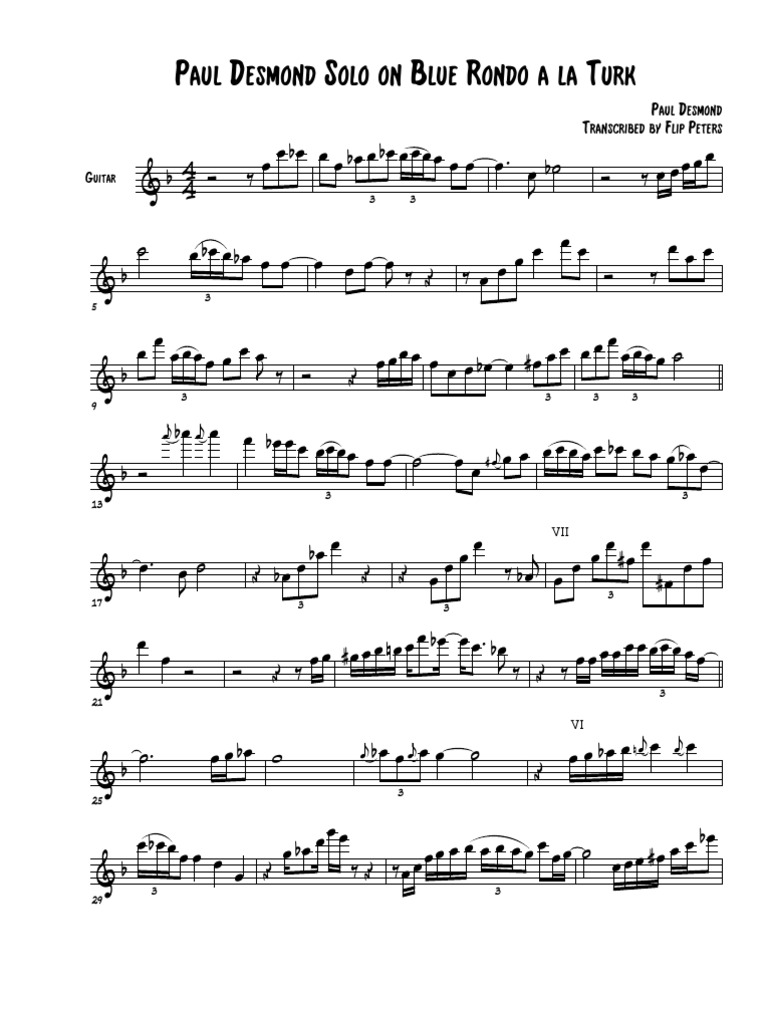 Paul Desmond Solo On Blue Rondo A La Turk | PDF