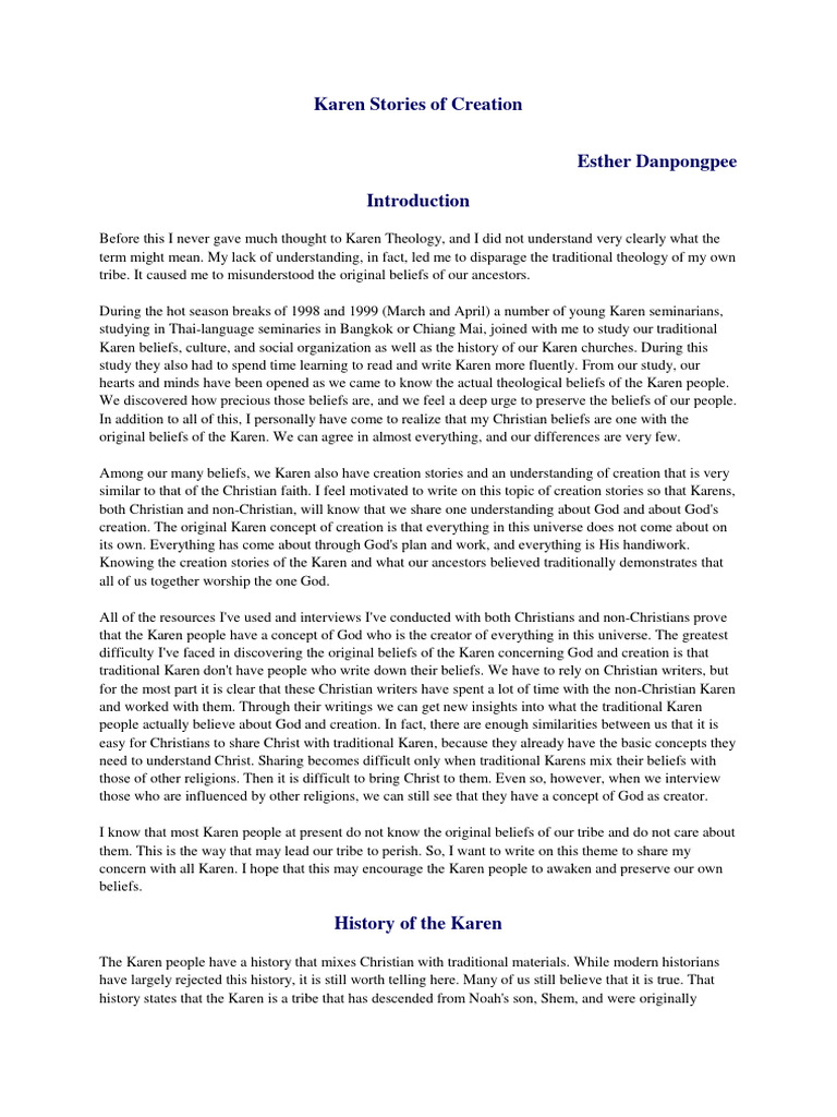 Karen | PDF | Genesis Creation Narrative