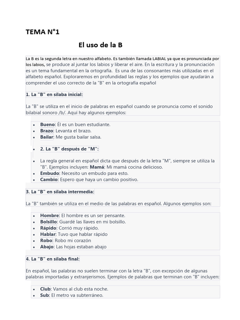 Reglas de Uso de la B y V en Español | PDF | Lengua española | Verbo