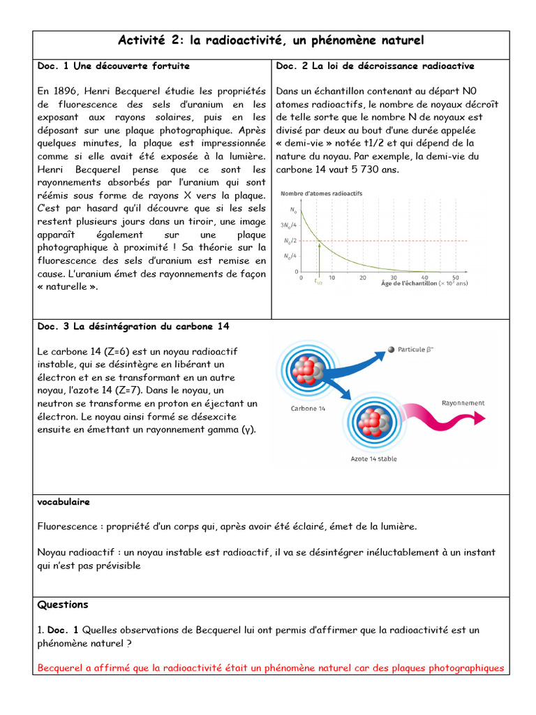 La radioactivité, phénomène naturel | PDF | Noyau atomique | Radioactivité