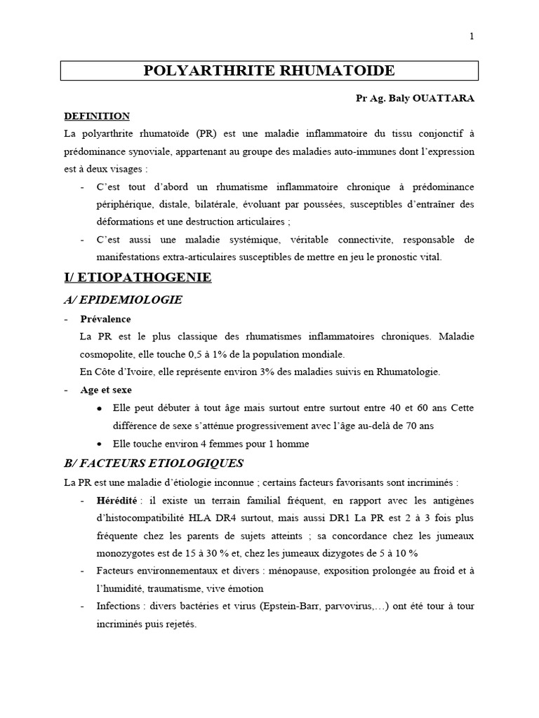 Polyarthrite Rhumatoïde | PDF | Polyarthrite rhumatoïde | Arthrose