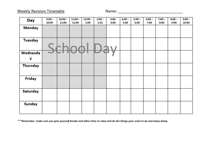Revision Timetable | PDF