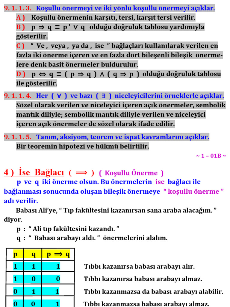 Image Result For Mantik For Leri Ve Veya Ise Ancak Ve Ancak Zellikleri
