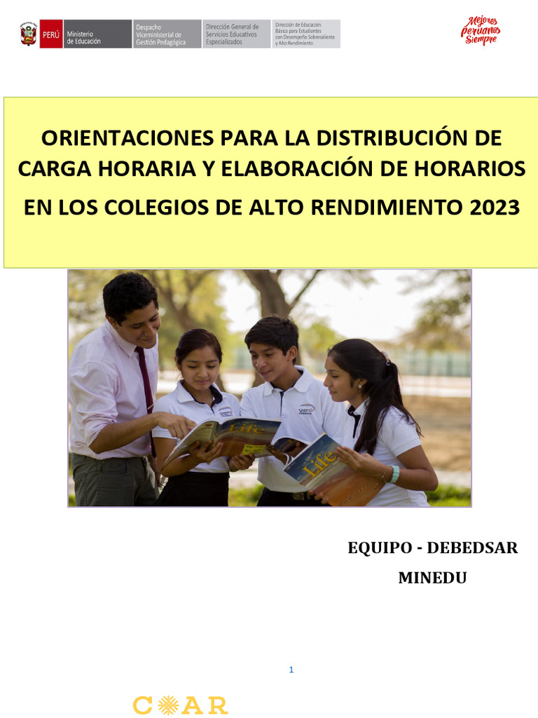 Carga Horaria y Horarios COAR 2023 | PDF | Maestros | Enseñando