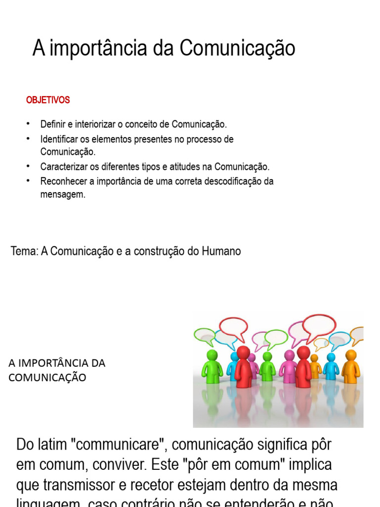A Importância da Comunicação Humana | PDF | Comunicação | Comunicação ...