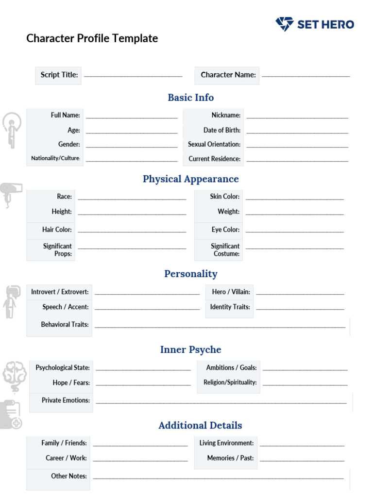 Character Profile Template | PDF for Free Printable Character Profile Template