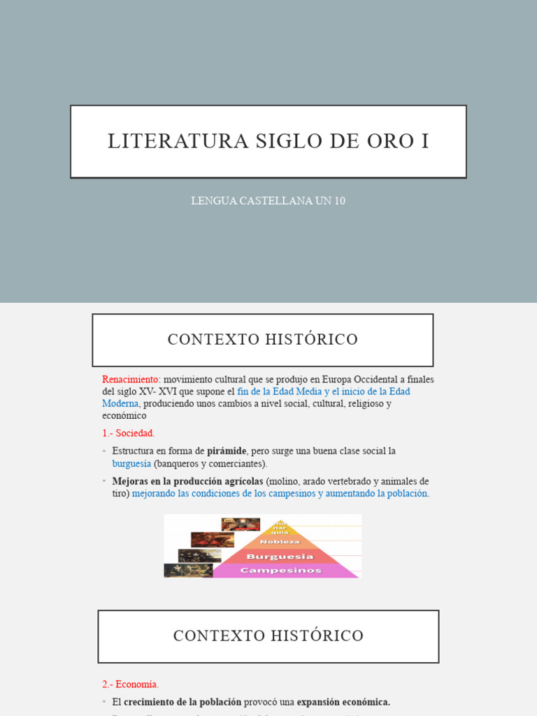 Literatura Siglo de Oro PDF Renacimiento Don Quijote
