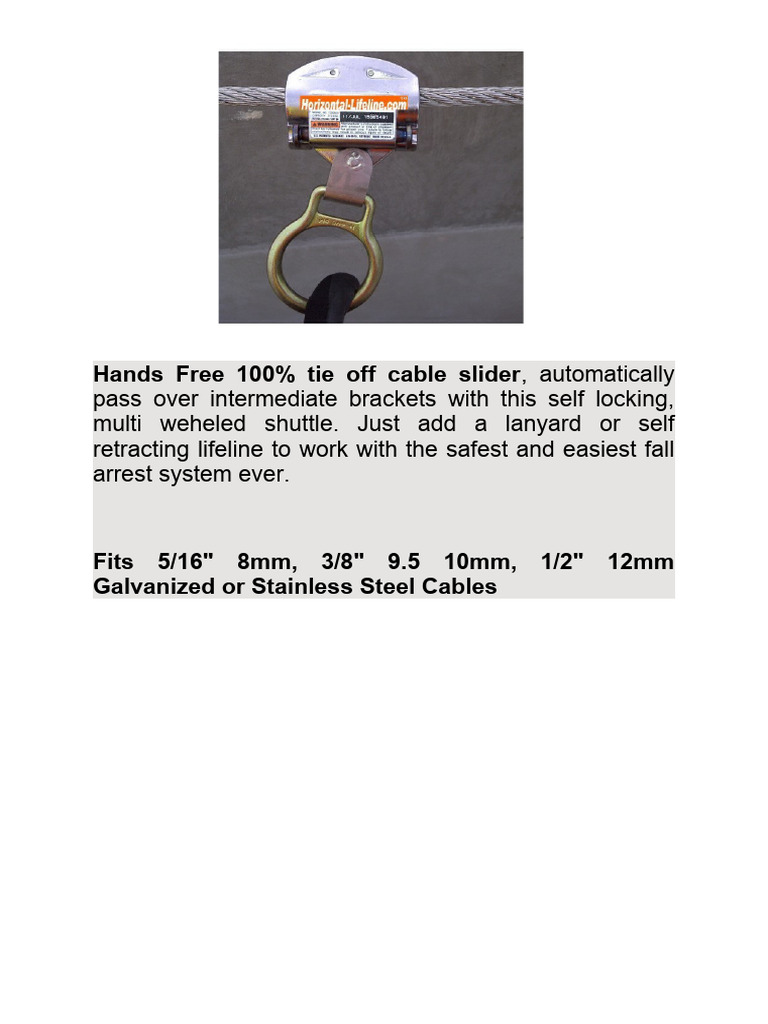 Hands-Free Fall Arrest Cable Slider | PDF