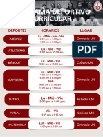 Horarios de Disciplinas Deportiv Uni