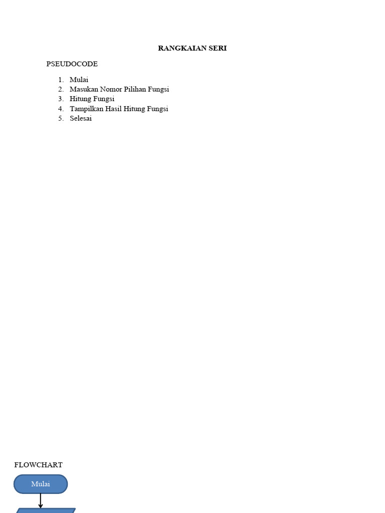 Pseudocode Dan Flowchart Rangkaian Seri | PDF