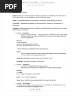 Introduction To Law 1 Lecture Notes 1 - Compress