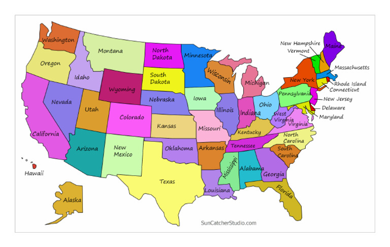 Usa Map States Names Color PDF 1707500924