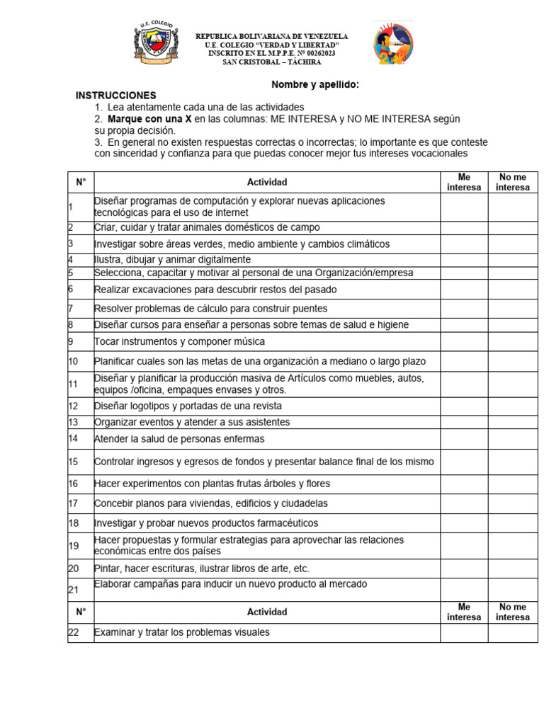 Test Vocacional | PDF