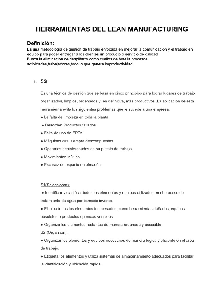 Herramientas Del Lean Manufacturing | PDF | Lean Manufacturing | Business