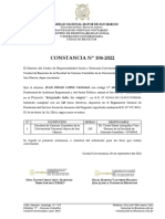 Ejemplo Constancia N 104-2022 - Juan Diego Lopez Yangali - 20110524 - Auditoria Empresarial y Del Sector Público 2 F F
