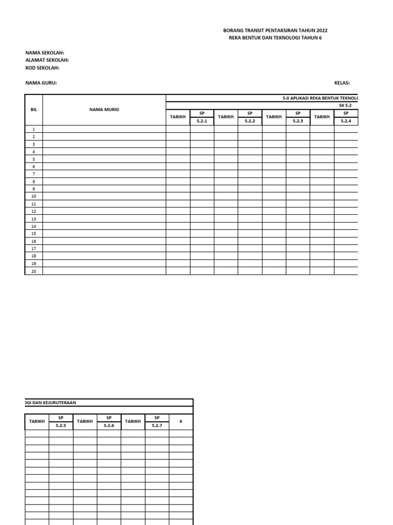 Rekod Transit RBT THN 6 2022 | PDF