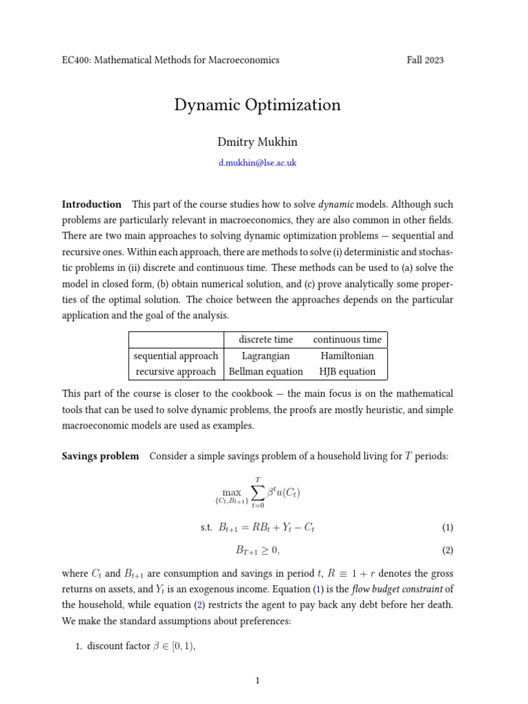 1 Lagrangian | PDF | Mathematical Optimization | Dynamic Programming