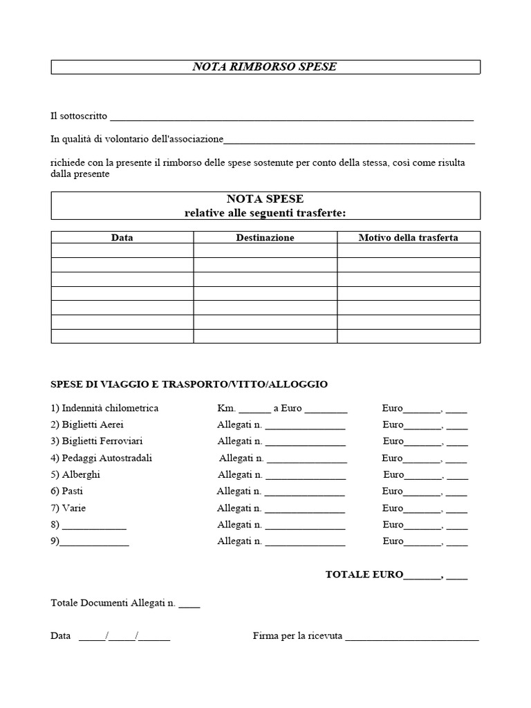 Nota Rimborso Spese | PDF