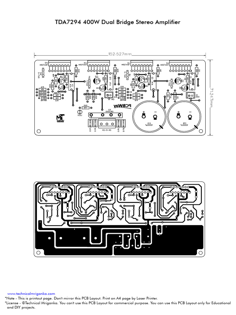 TDA7294 400W Dual Bridge Stereo Amplifier Technical Mriganka | PDF