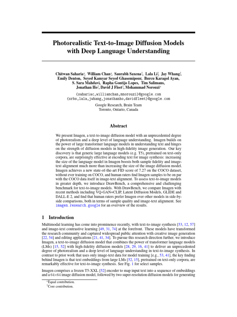 Imagen research paper text to image pdf