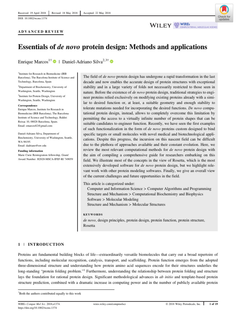Essentials of de Novo Protein Design | PDF | Proteins | Alpha Helix