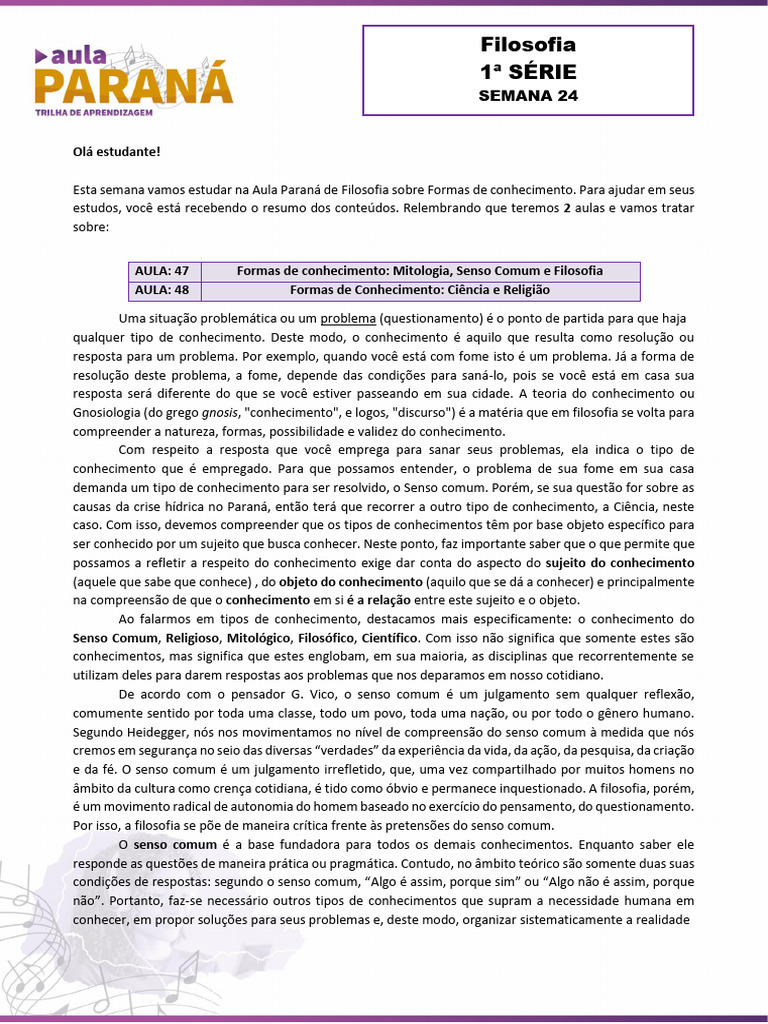Formas de Conhecimento na Filosofia | PDF | Conhecimento | Science