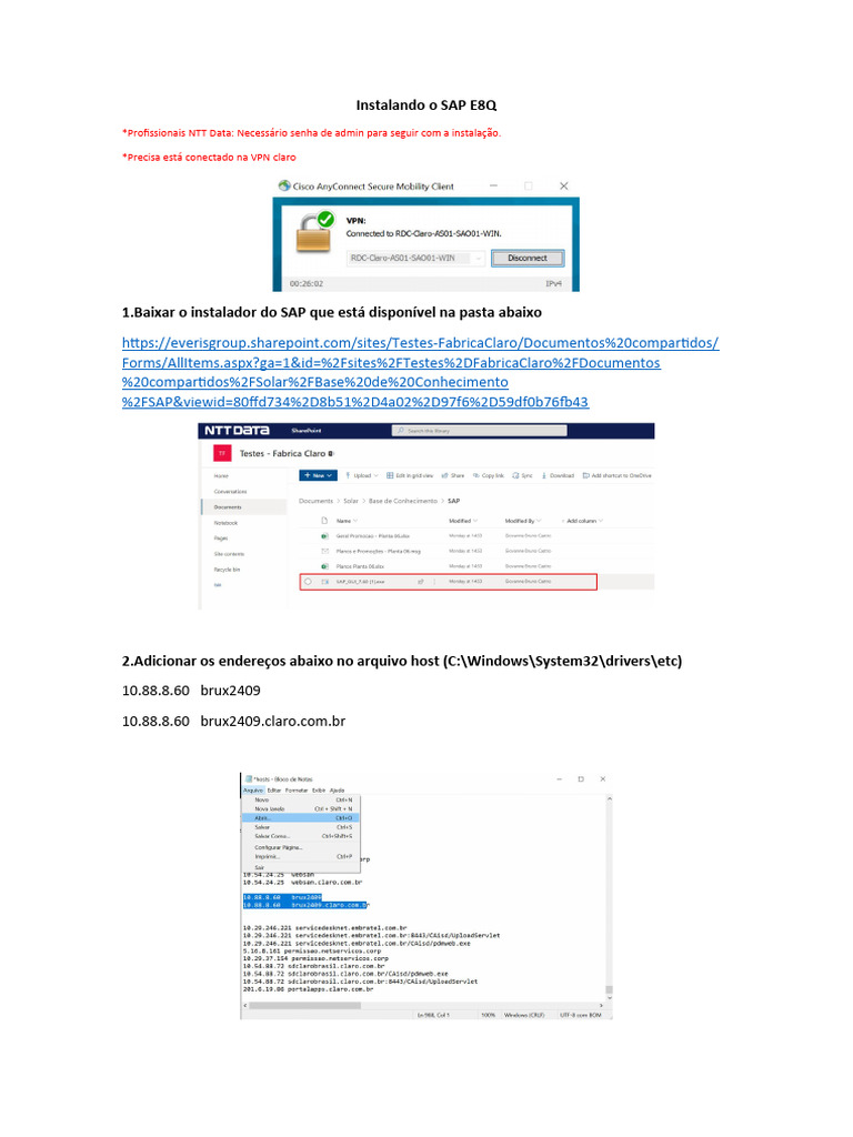 Guia de Instalação do SAP E8Q | PDF | Computadores