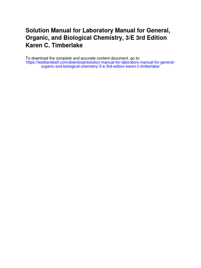 Solution Manual For Laboratory Manual For General Organic and