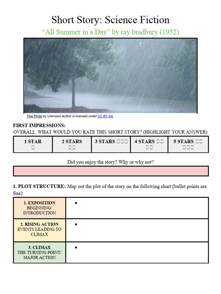Analyzing "All Summer in a Day" | PDF | Plot (Narrative)