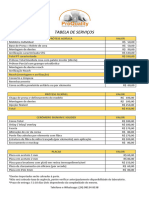 Tabela de Serviços 2023 Paraty