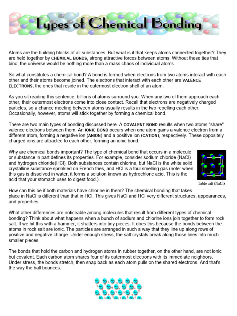 Chem Bonds | PDF | Ion | Chemical Bond