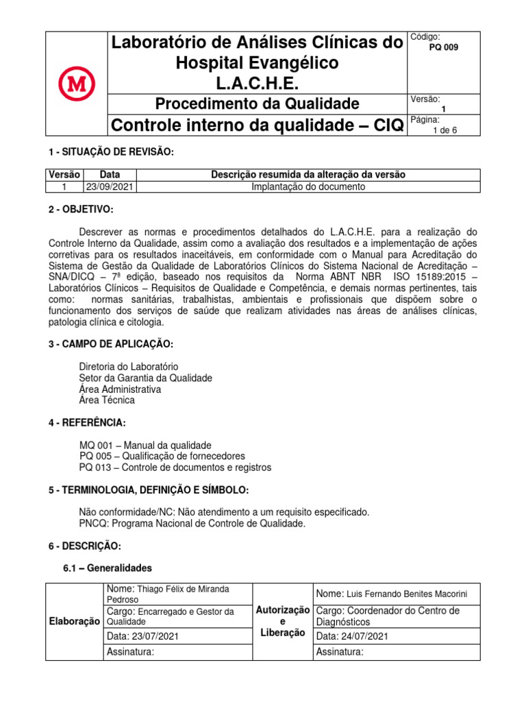 Controle Interno da Qualidade Laboratorial | PDF | Qualidade (negócios ...