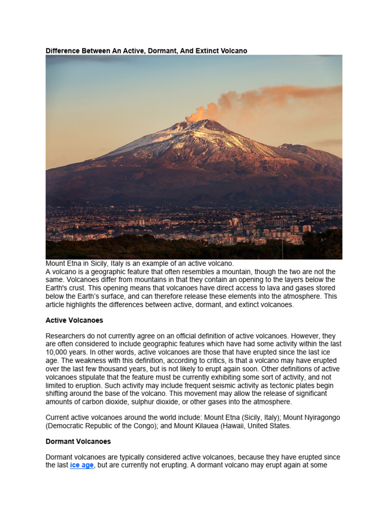 Difference Between An Active Pdf Volcano Planets Of The Solar System