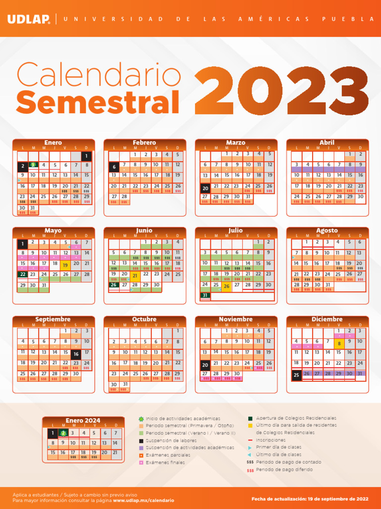 Calendario Semestral Grafico23 Udlap | PDF