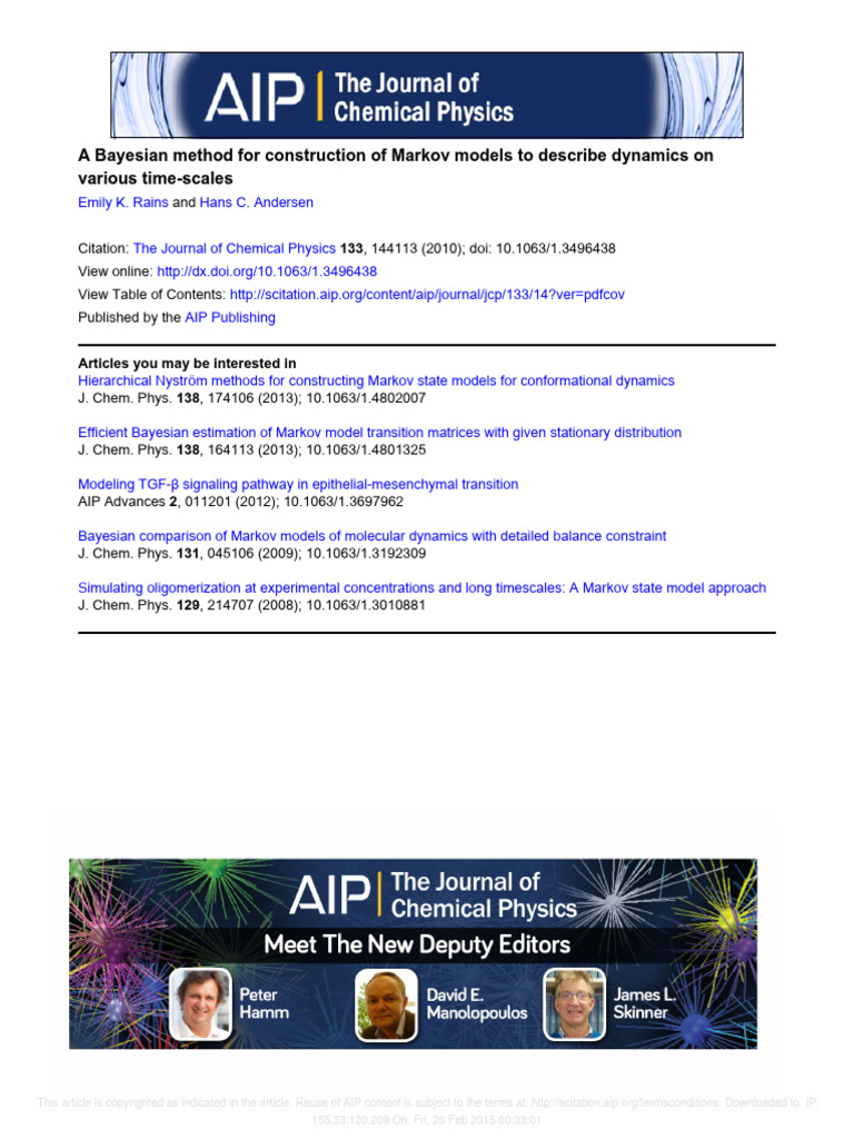 A bayesian method for construction of markov models to describe