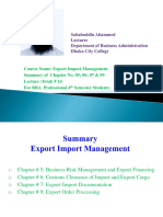 Summary of Export Import Management