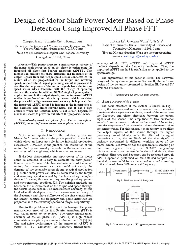 Design of Motor Shaft Power Meter Based On Phase Detection Using