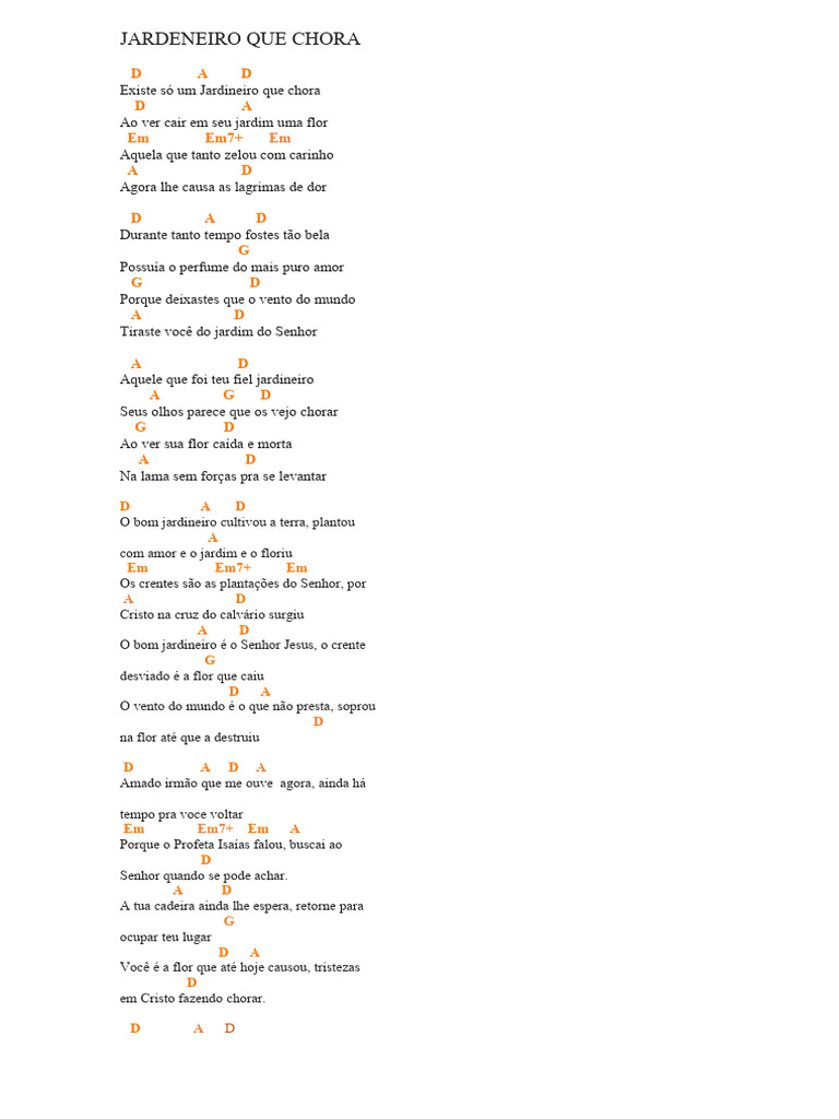 Jardineiro que Chora: Letra e Cifras | PDF