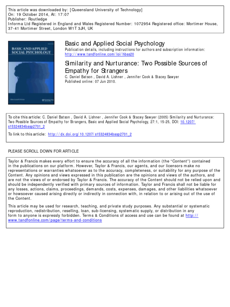 Batson 2005 | PDF | Empathy | Experiment