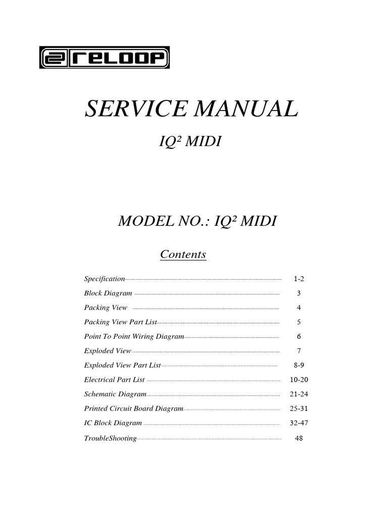 Reloop Iq2 Midi, Iq2 Plus Usb, Iq2 Usb Operation Manual – FUISMA