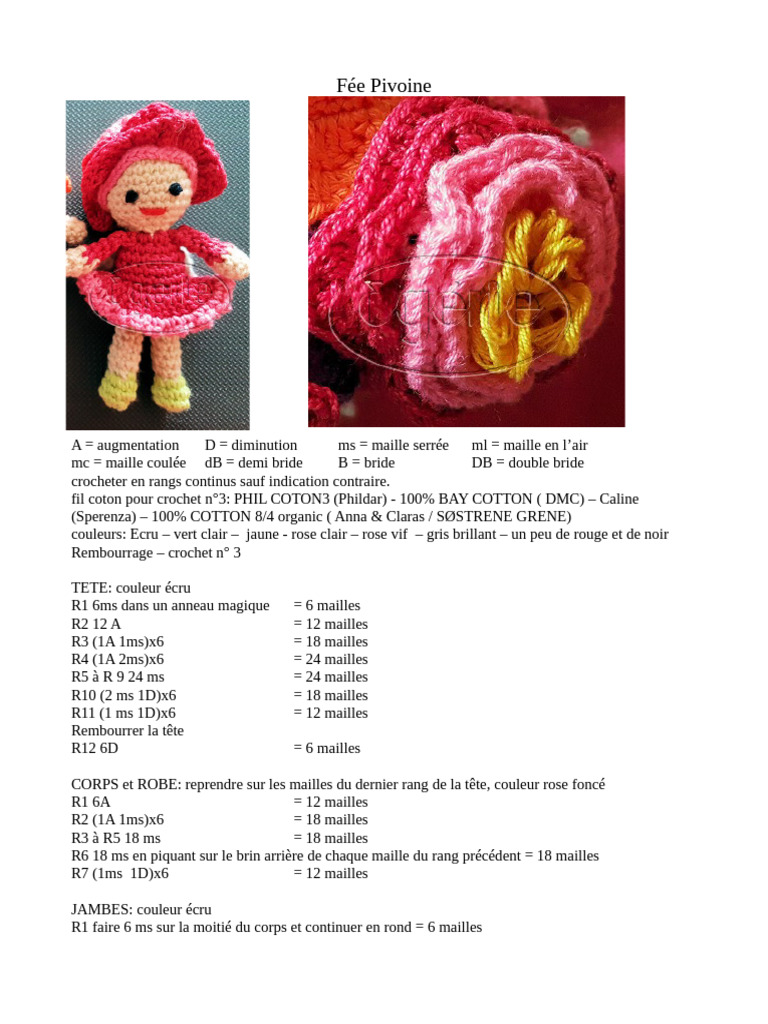 Patron Crochet - La poupée Lapin Little Rose - Brin de Coton