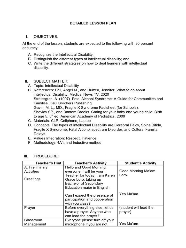 LP - ProfEd 5 | PDF | Intellectual Disability | Attention Deficit ...
